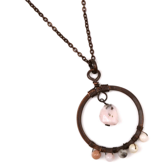 Banjara Pink Opal Copper Necklace