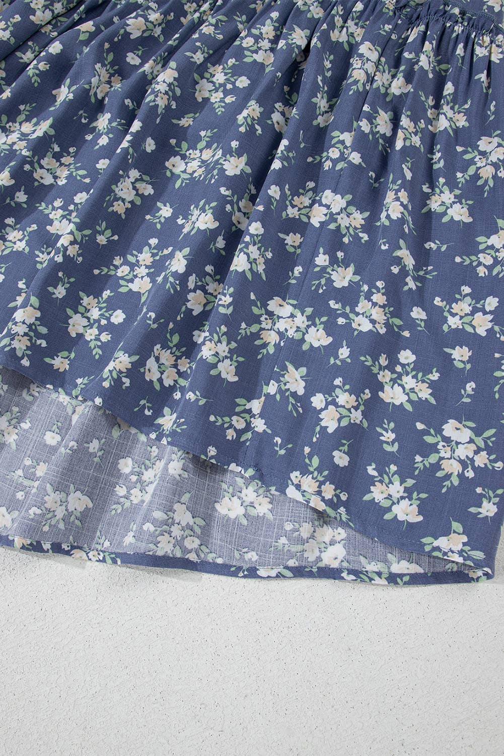 Floral Spaghetti Strap Frilled V Neck Tiered Midi Dress