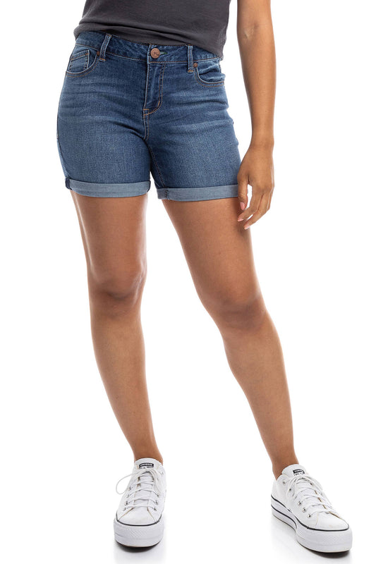 Eco-Friendly Roll Cuff Jean Shorts in Charlie