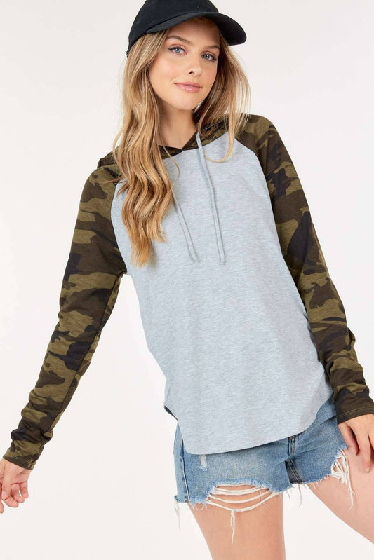 Long Sleeve Camo Top w/ Hood