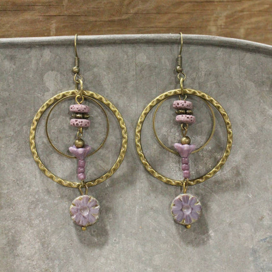 Purple Passion Budding Flower Dangle Earrings