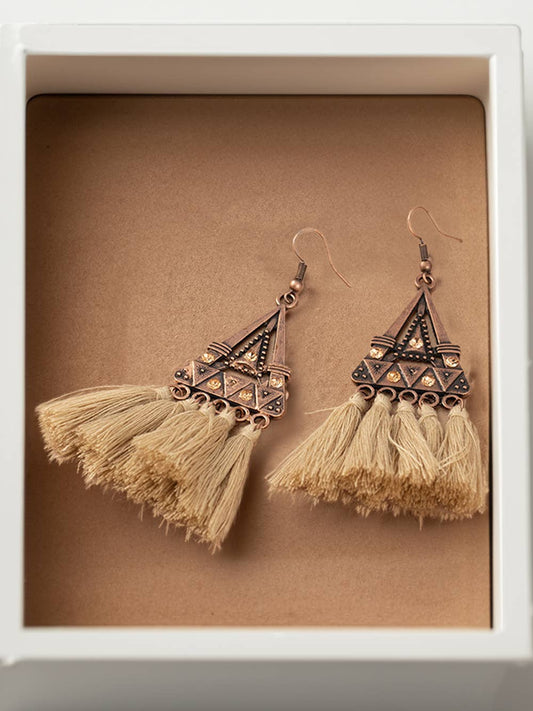 Boho Triangle Metal Tasseled Earrings