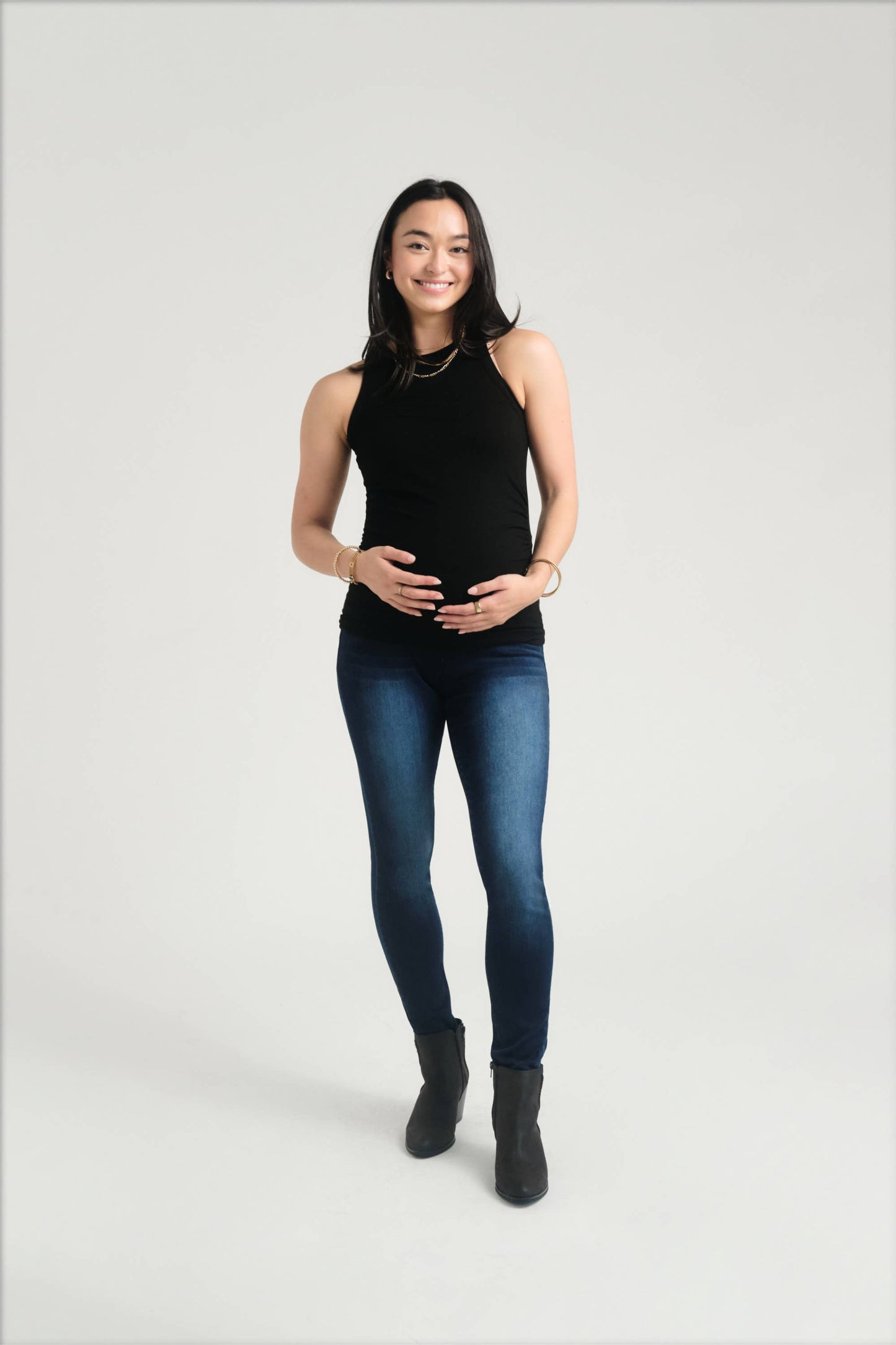 34" Maternity Butter Denim Skinny Jean w/ Belly Band