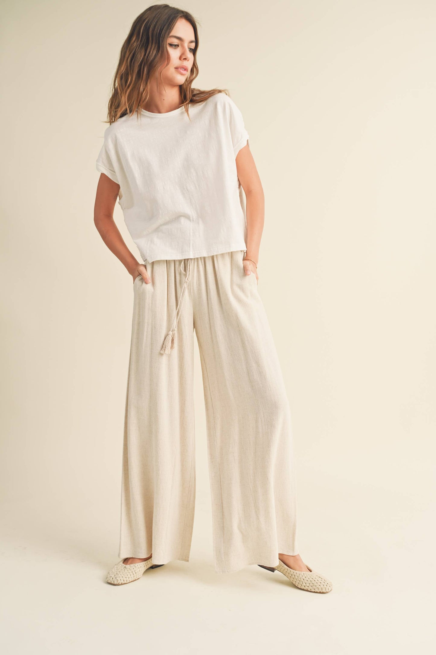 Wide Leg Smocked Waisted Pants