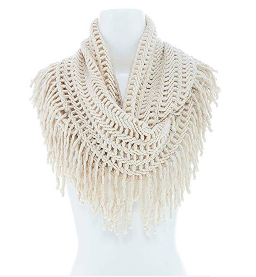 Knit Tassel Infinity Loop Scarf