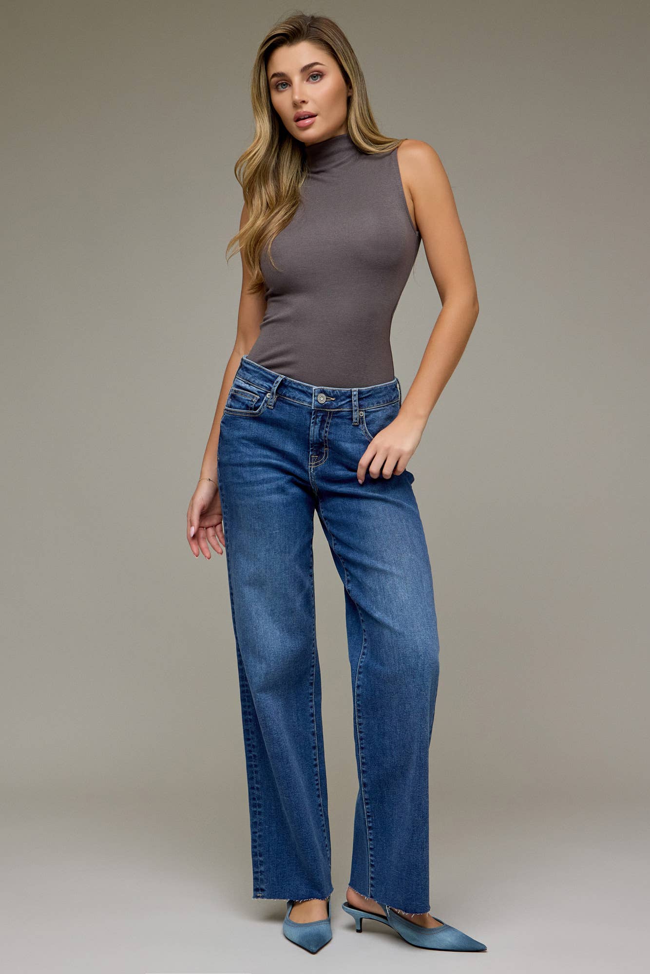 Ella Mid Rise Classic Straight Jeans by Hidden