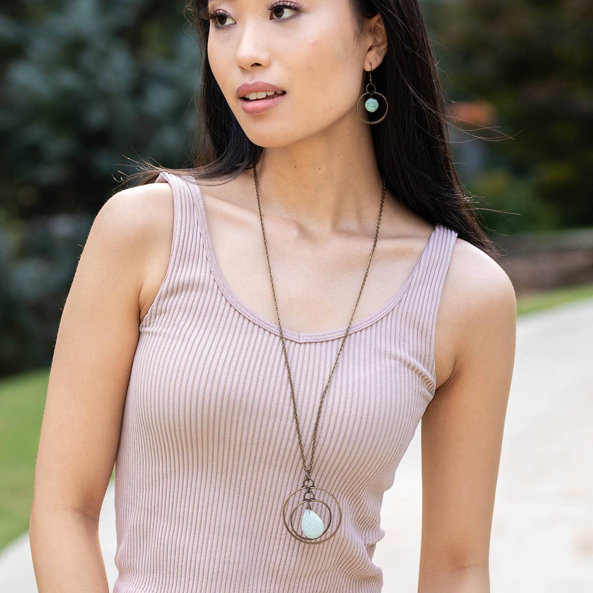 Banjara Brass Rings and Amazonite Necklace