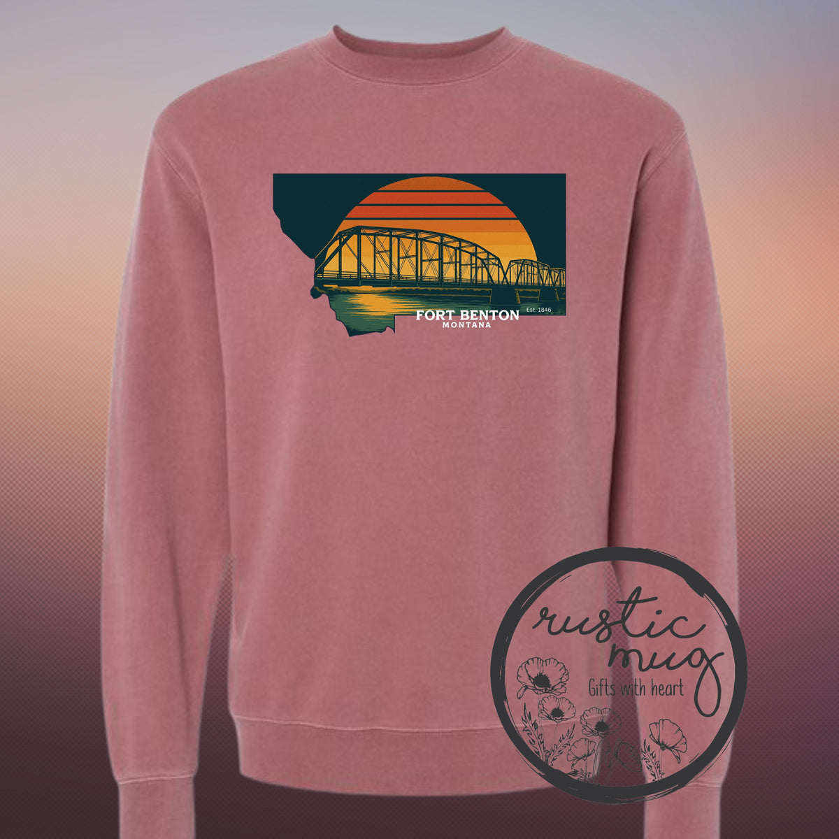 Fort Benton Sunset Bridge Sweatshirt