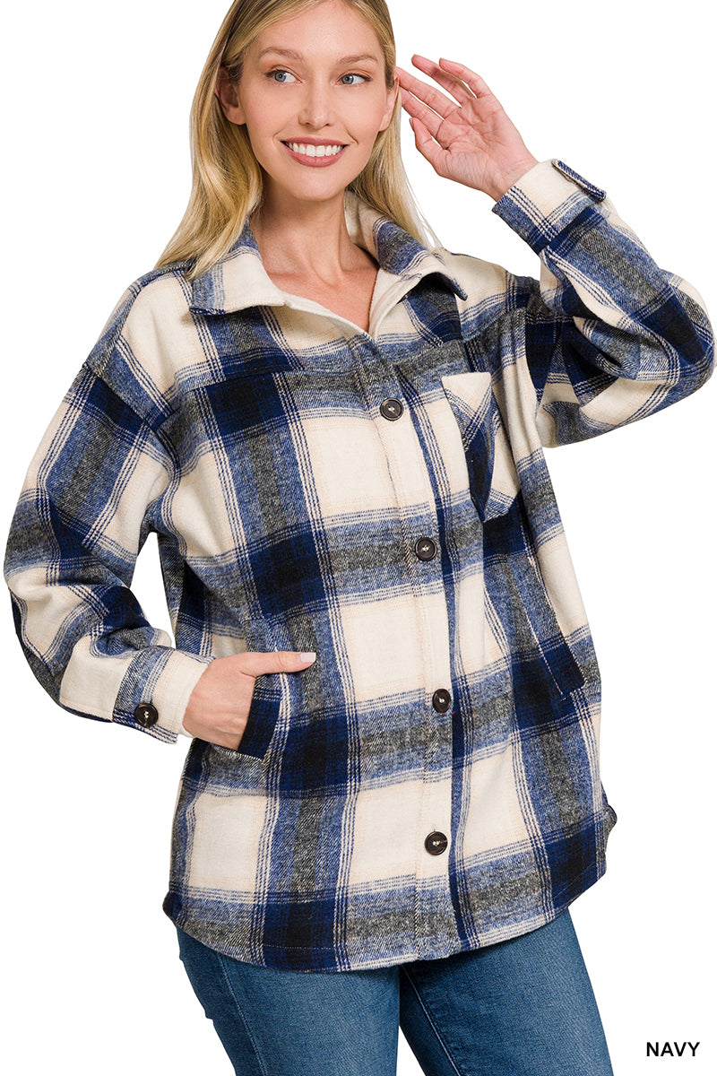 Oversized Plaid Shacket w/ Pockets