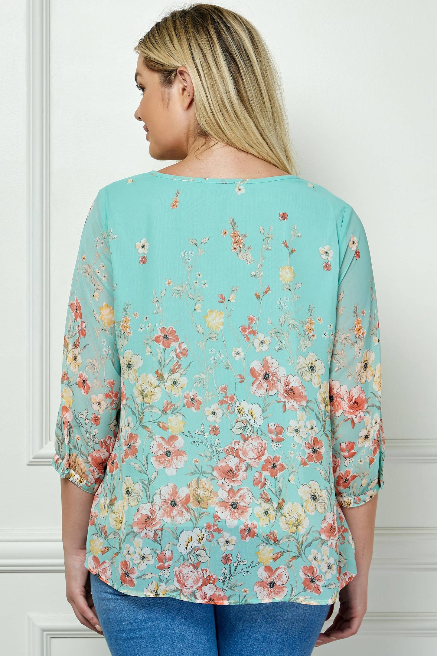 Seafoam Floral Top