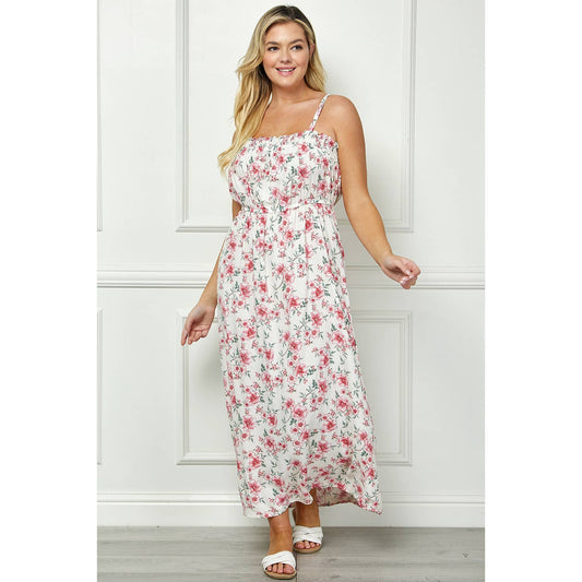 Floral Maxi Dress with Smocking Straps