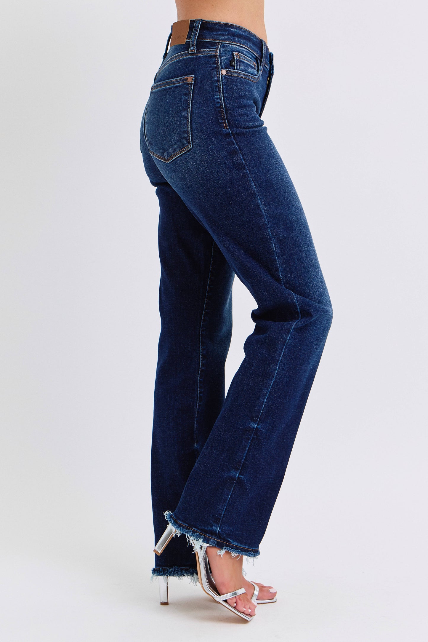 Mid Rise Straight Leg with Frayed Hem by Judy Blue