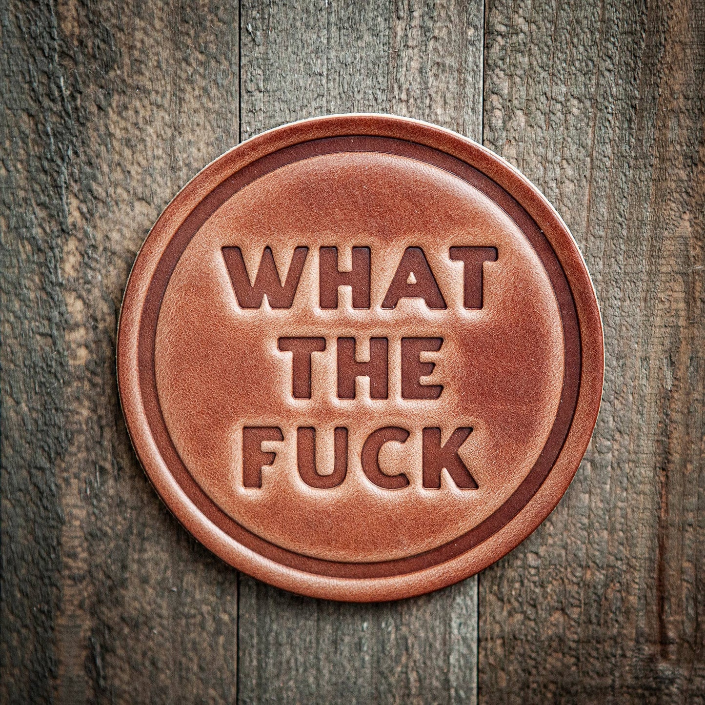 What The F*ck Leather Coaster