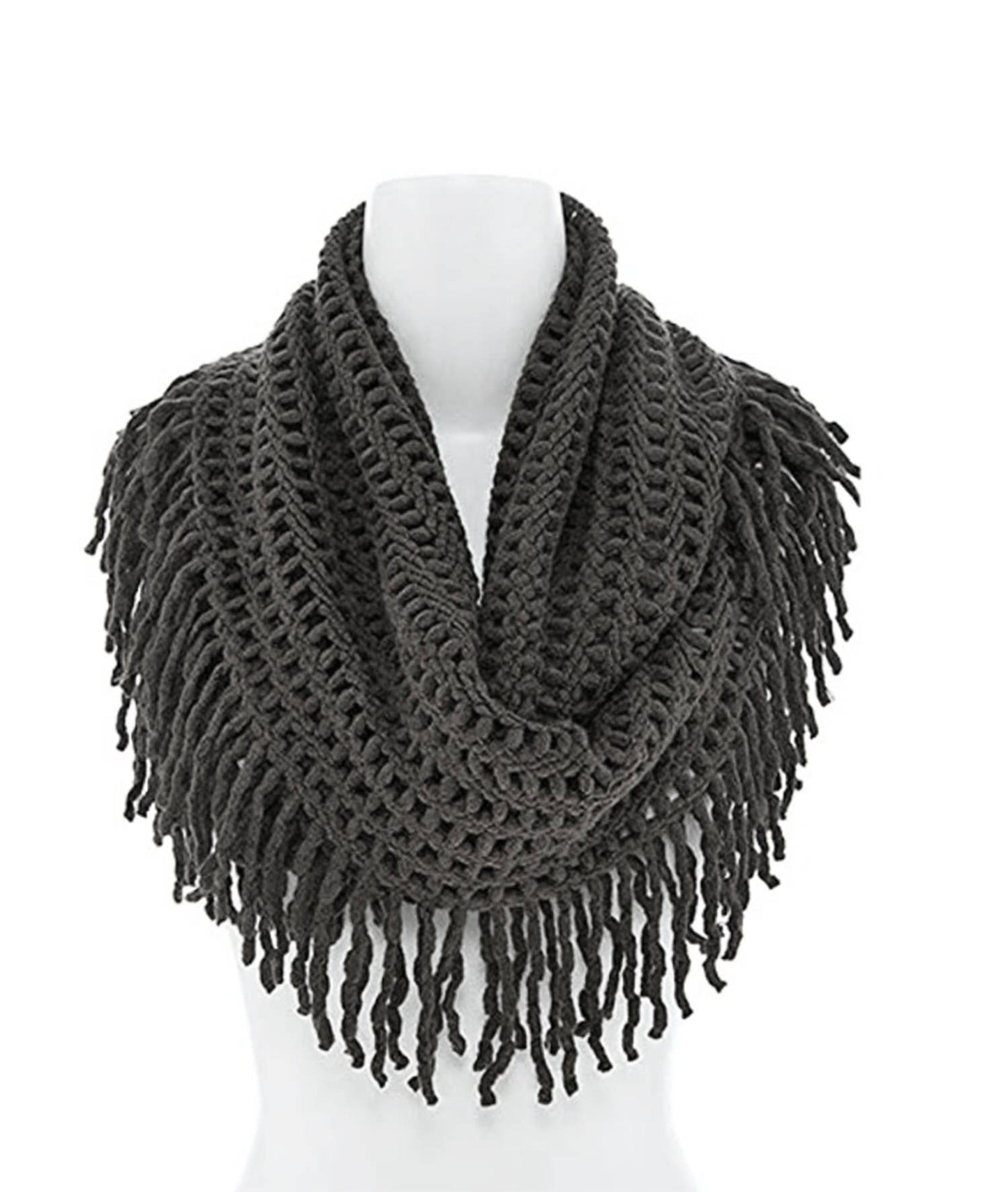 Knit Tassel Infinity Loop Scarf