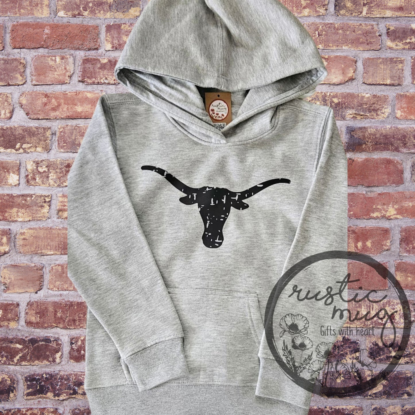 Distressed Longhorn Youth Hoodie