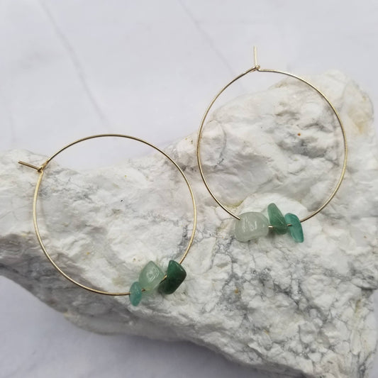 Crystal Gemstone Hoop Earrings