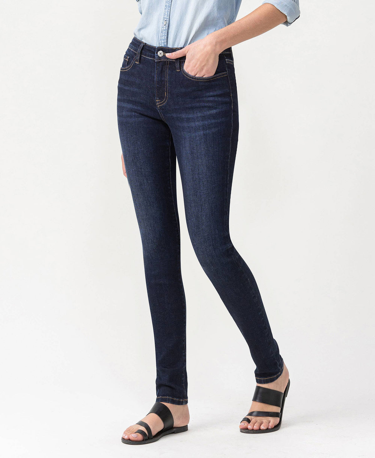 Lustrous High Rise Dark Skinny by Lovervet