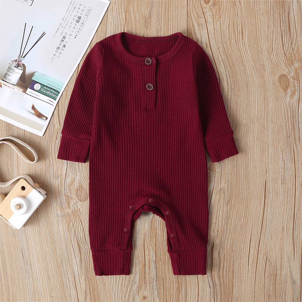 Infant/Toddler Cotton Ribbed Button Up Jumpsuit