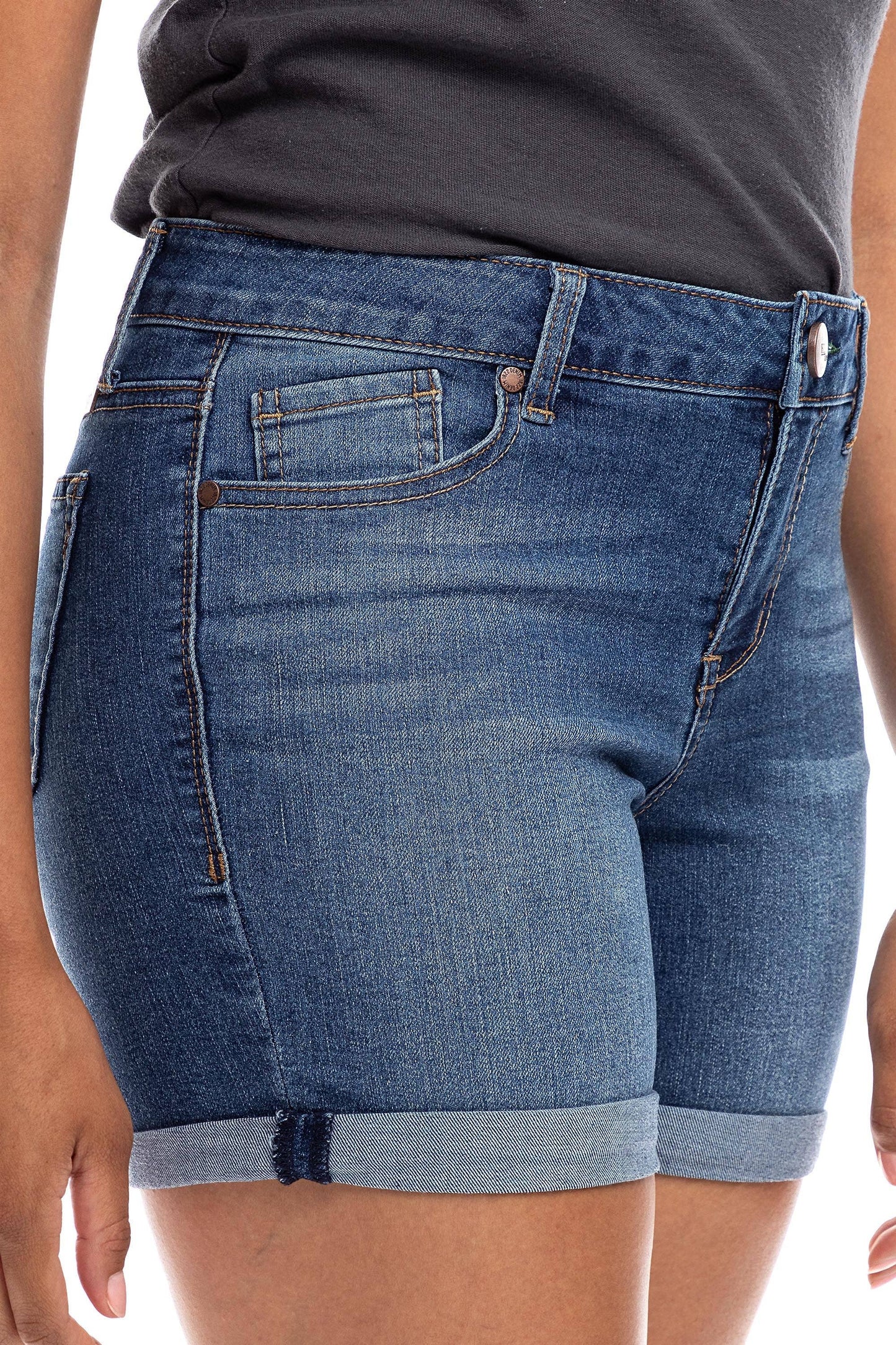 Eco-Friendly Roll Cuff Jean Shorts in Charlie