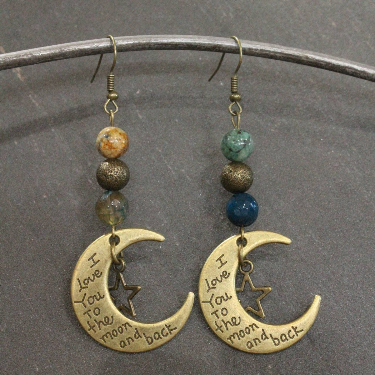 I Love You To The Moon & Back Dangle Earrings