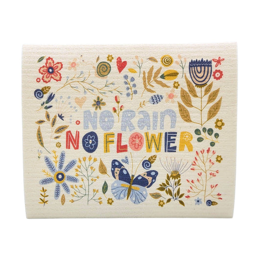 No Rain No Flowers Spring Swedish Dishcloth