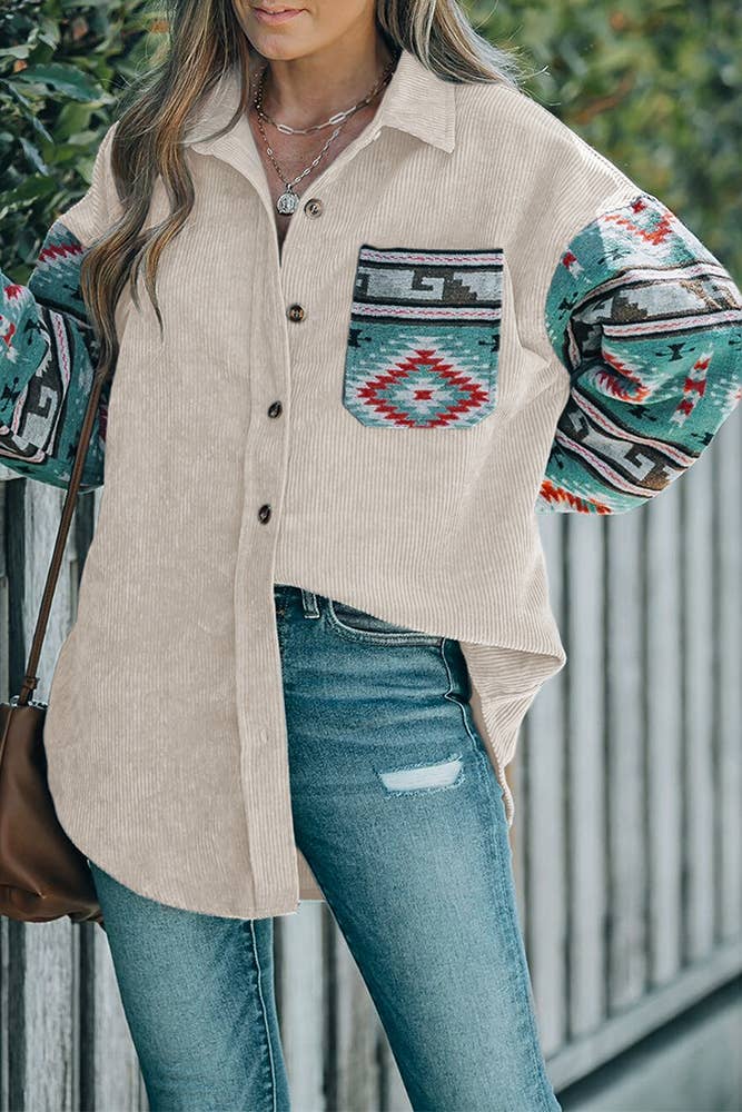 Aztec Corduroy Button up Shirt