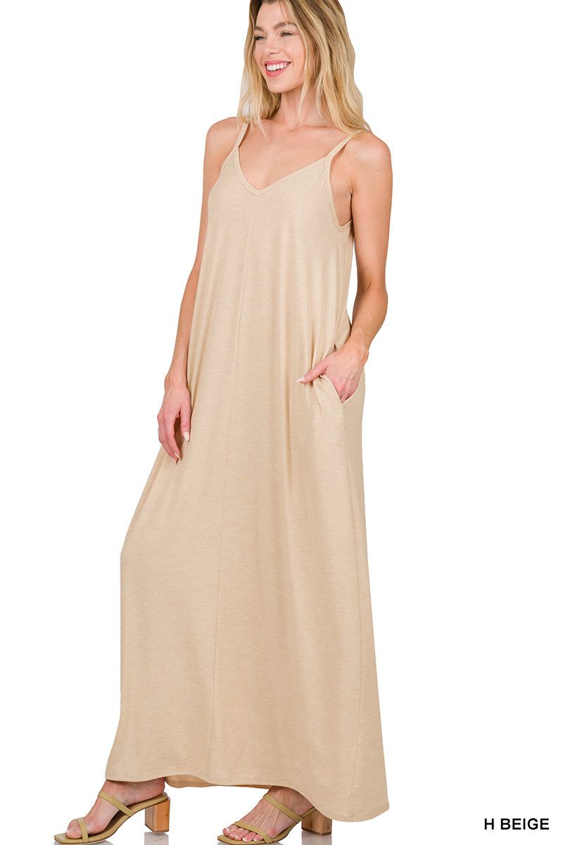 V-Neck Maxi Dress w/ Pockets