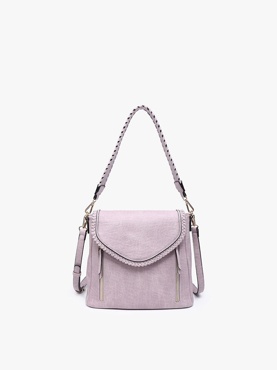 Lorelei Double Zip Whipstitch Trim Crossbody
