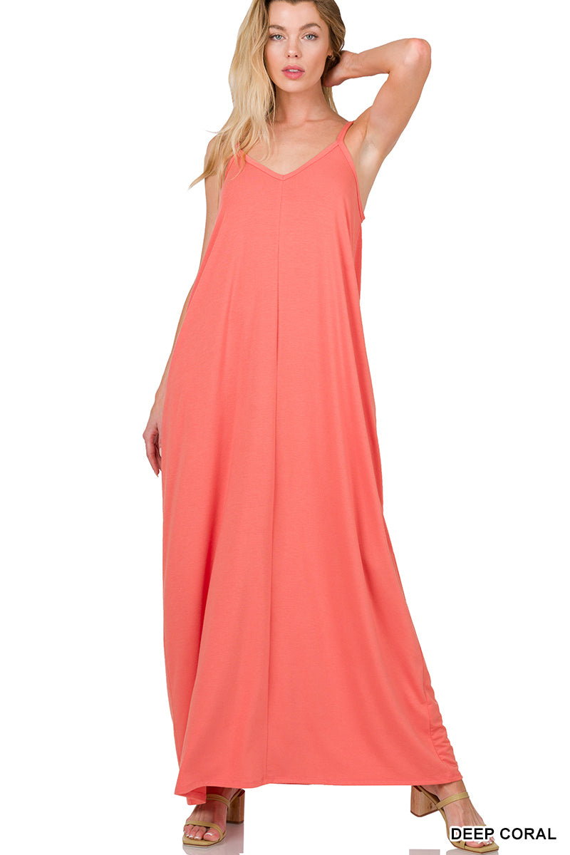 V-Neck Maxi Dress w/ Pockets