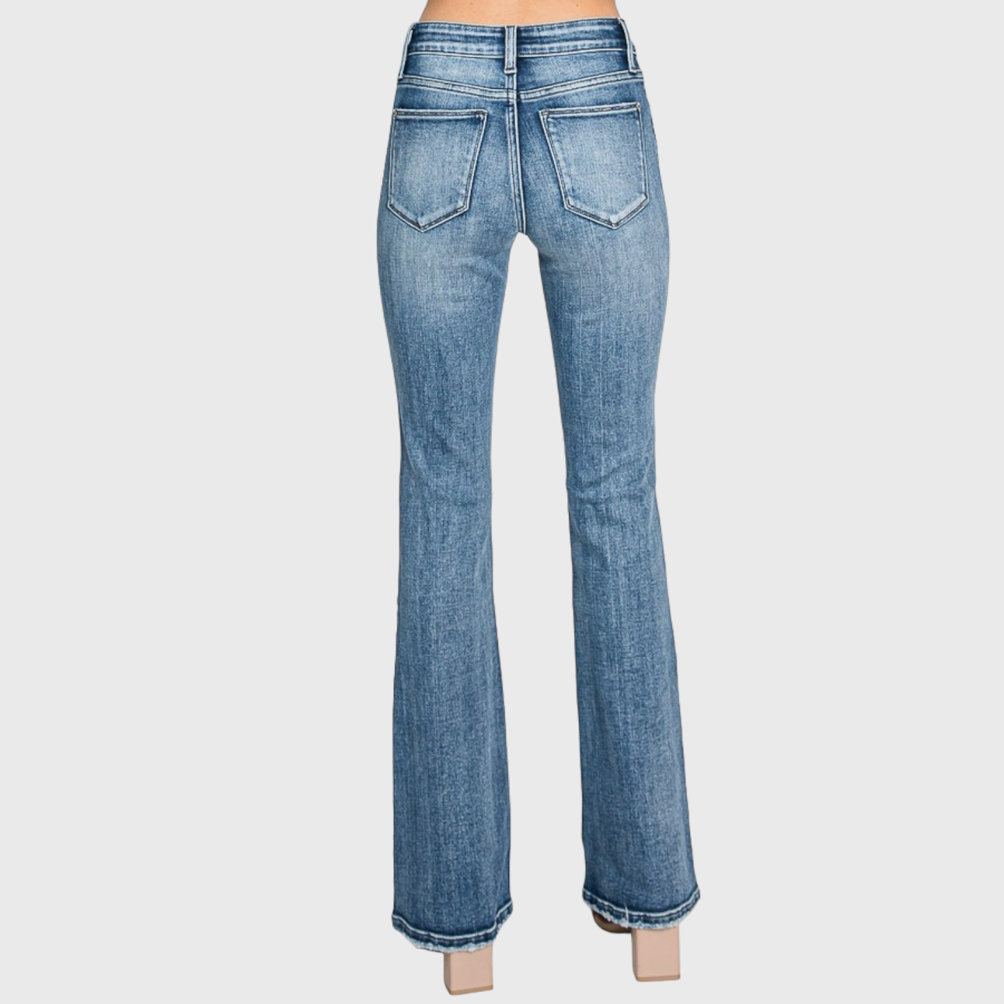 Medium Wash Mid Rise Stretch Classic Bootcut Jeans by Petra153