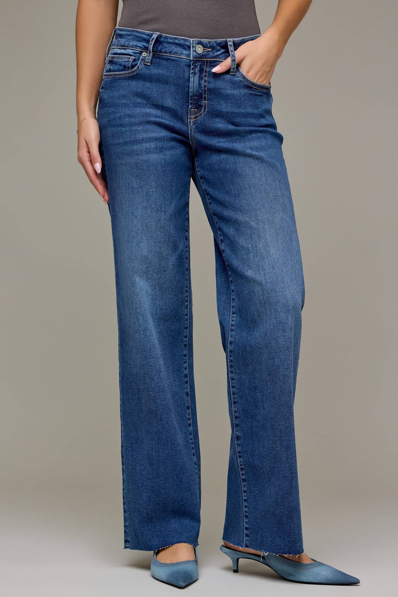 Ella Mid Rise Classic Straight Jeans by Hidden