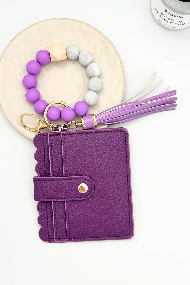 Beaded Bracelet Keychain Card Holder Wallet