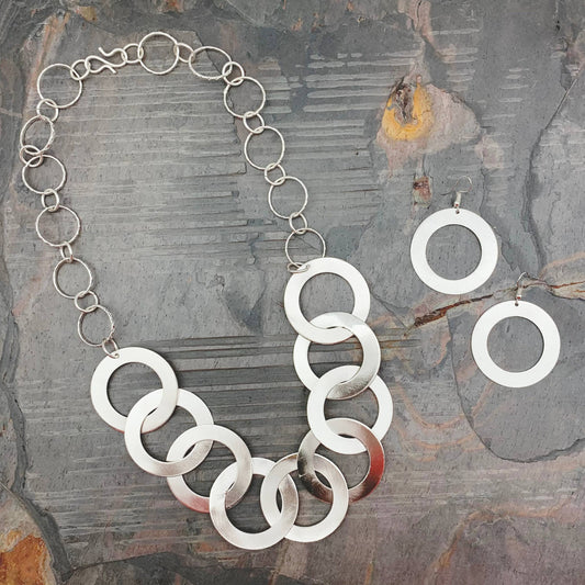 Thick Brushed Circle Necklace