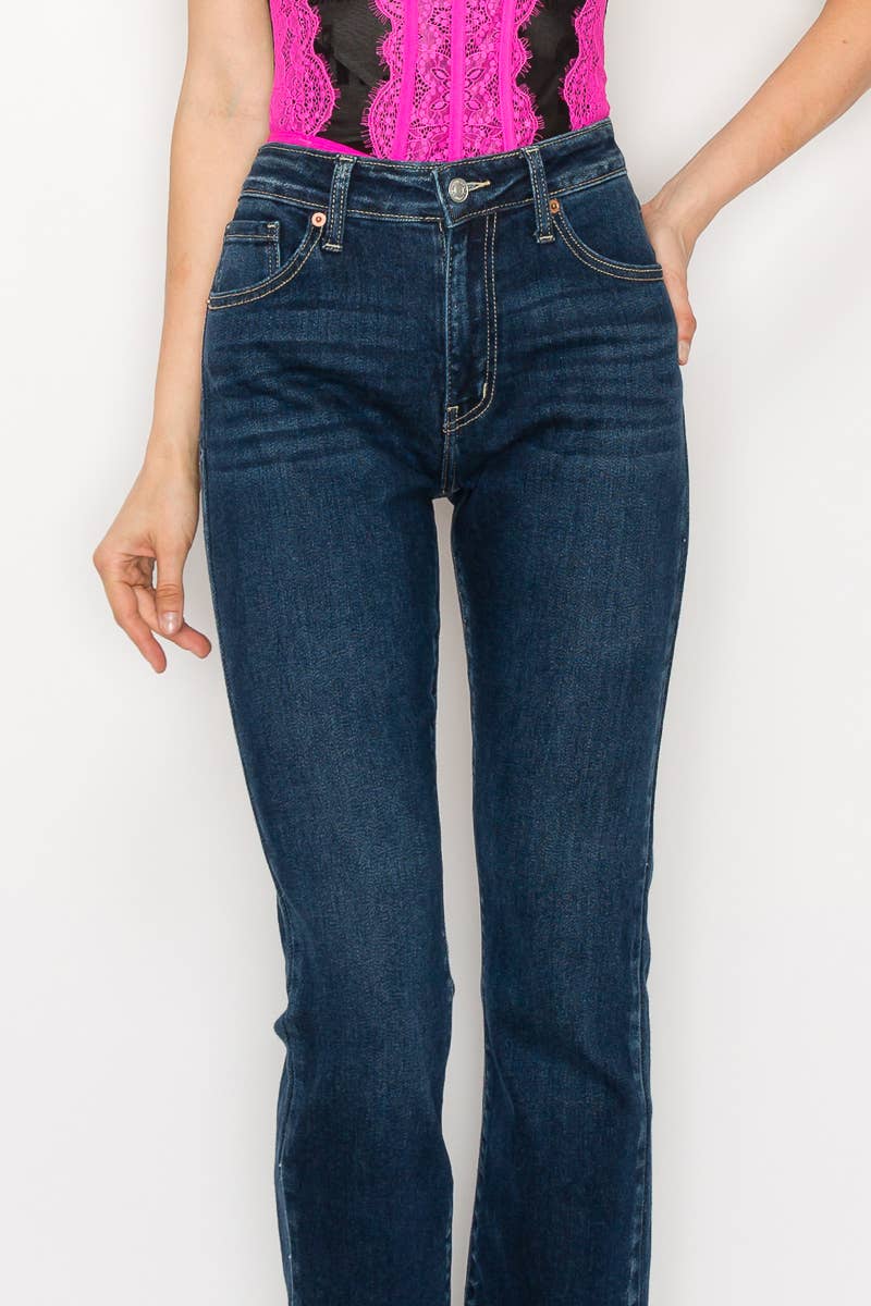 The Modern Curvy High Rise Skinny Boot Cut Jeans by Artemis Vintage