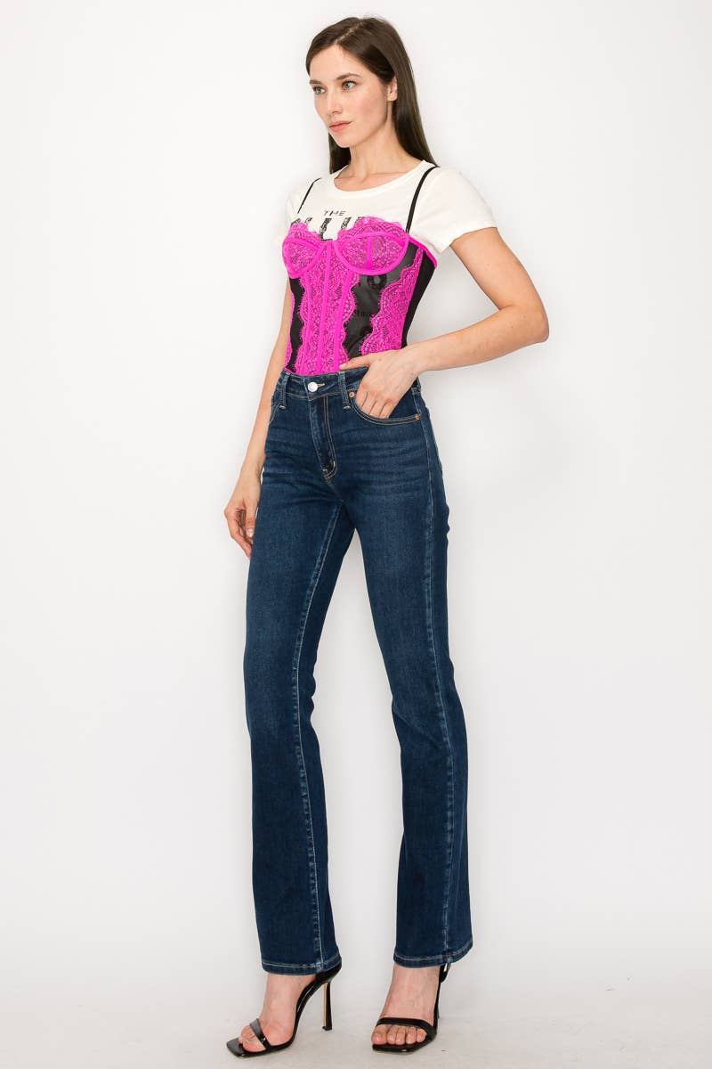 The Modern Curvy High Rise Skinny Boot Cut Jeans by Artemis Vintage