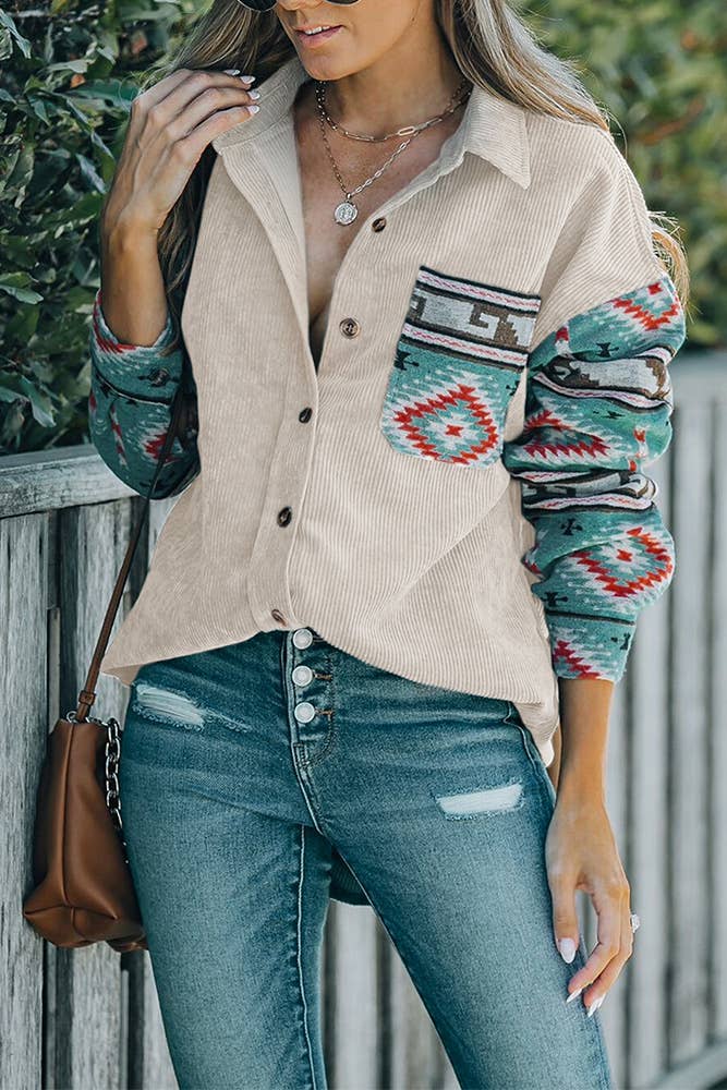 Aztec Corduroy Button up Shirt