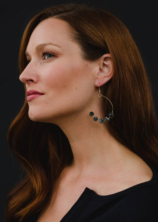 Gold & Black Hoop Earrings