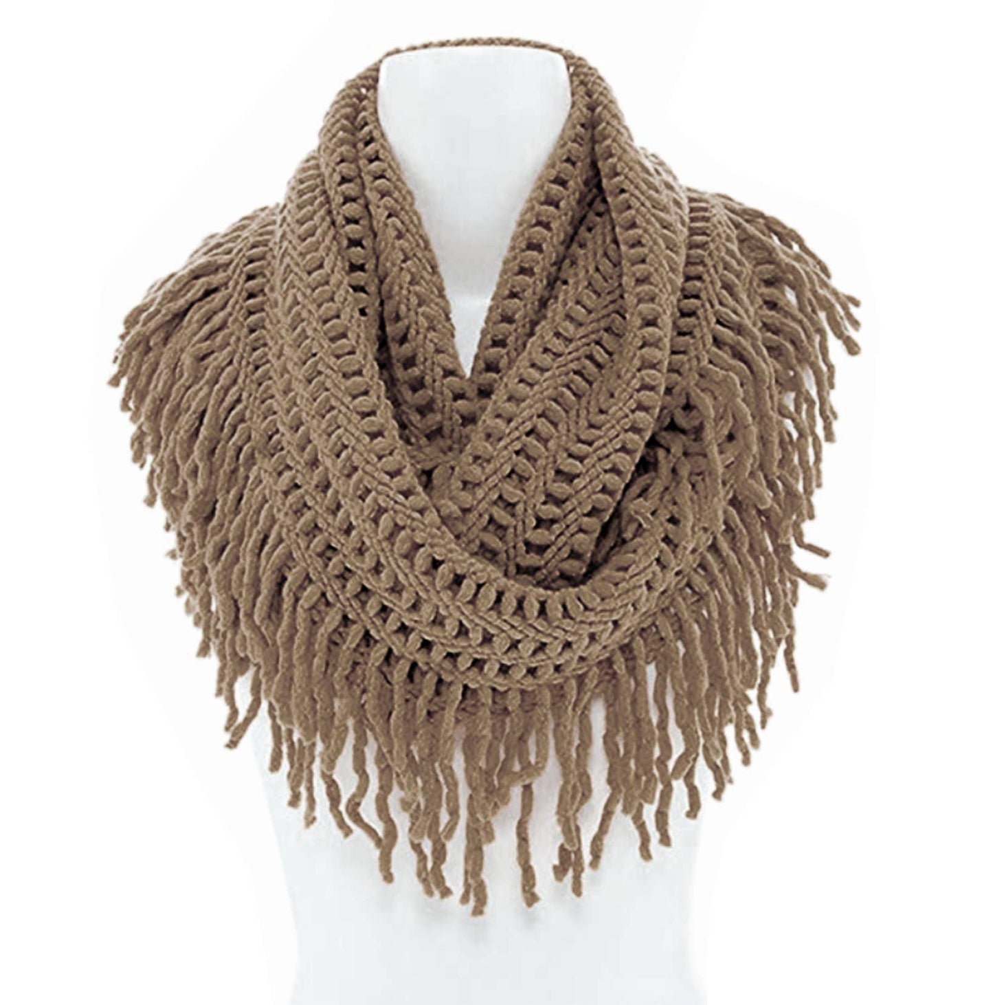 Knit Tassel Infinity Loop Scarf