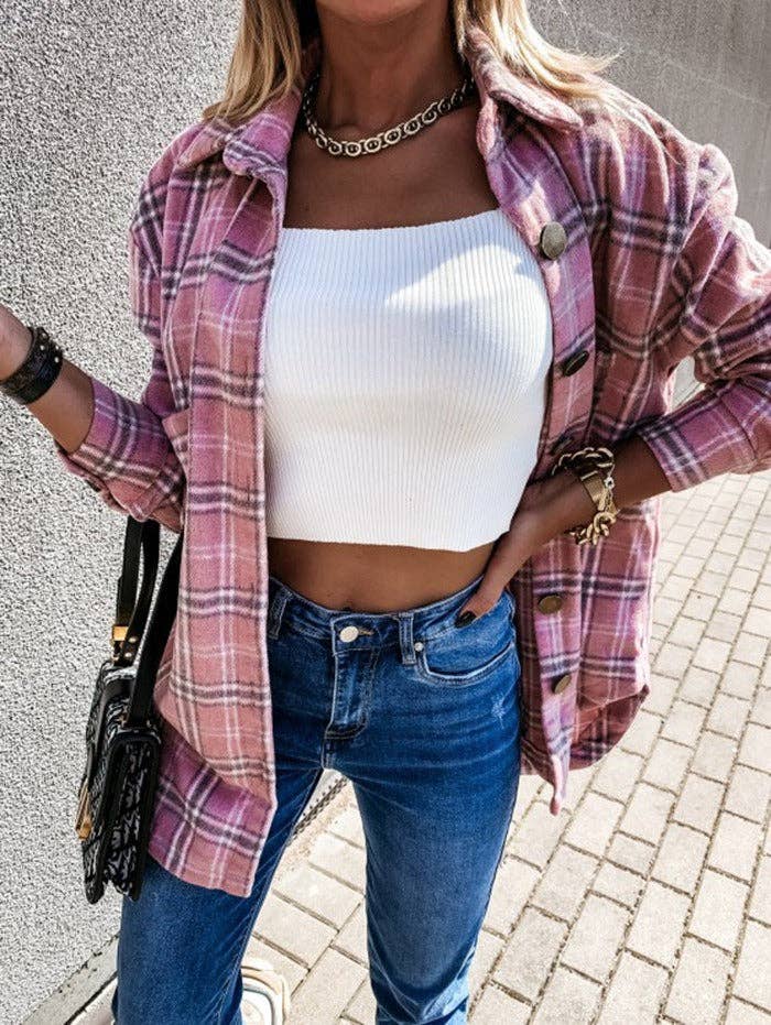 Plaid Wool Blend Shacket
