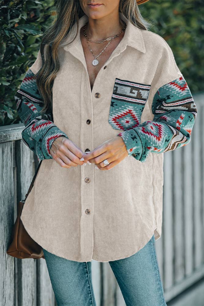 Aztec Corduroy Button up Shirt