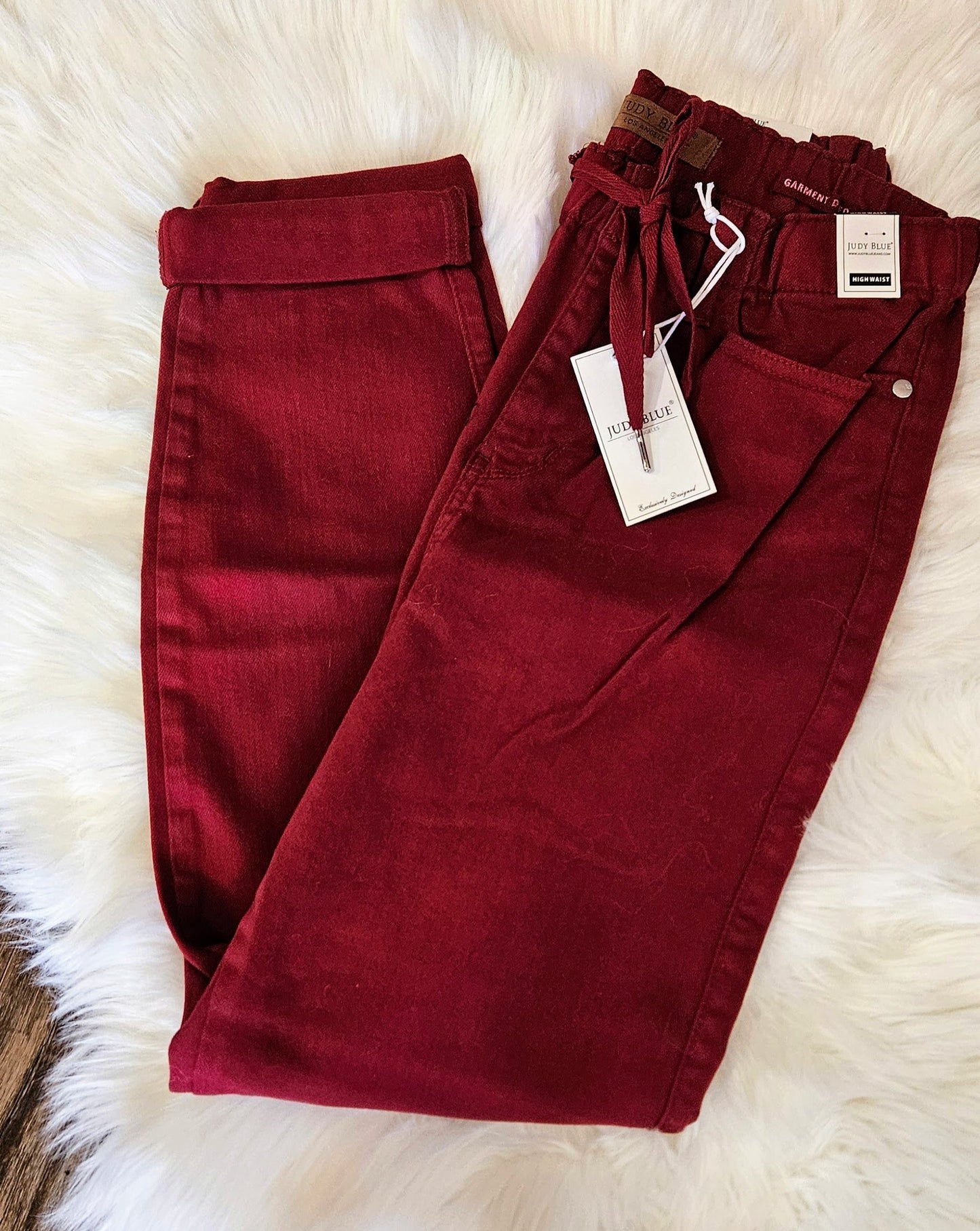 Judy Blue Double Cuff Scarlet Denim Jogger