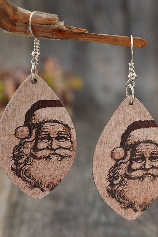 Wooden Santa Claus Earrings