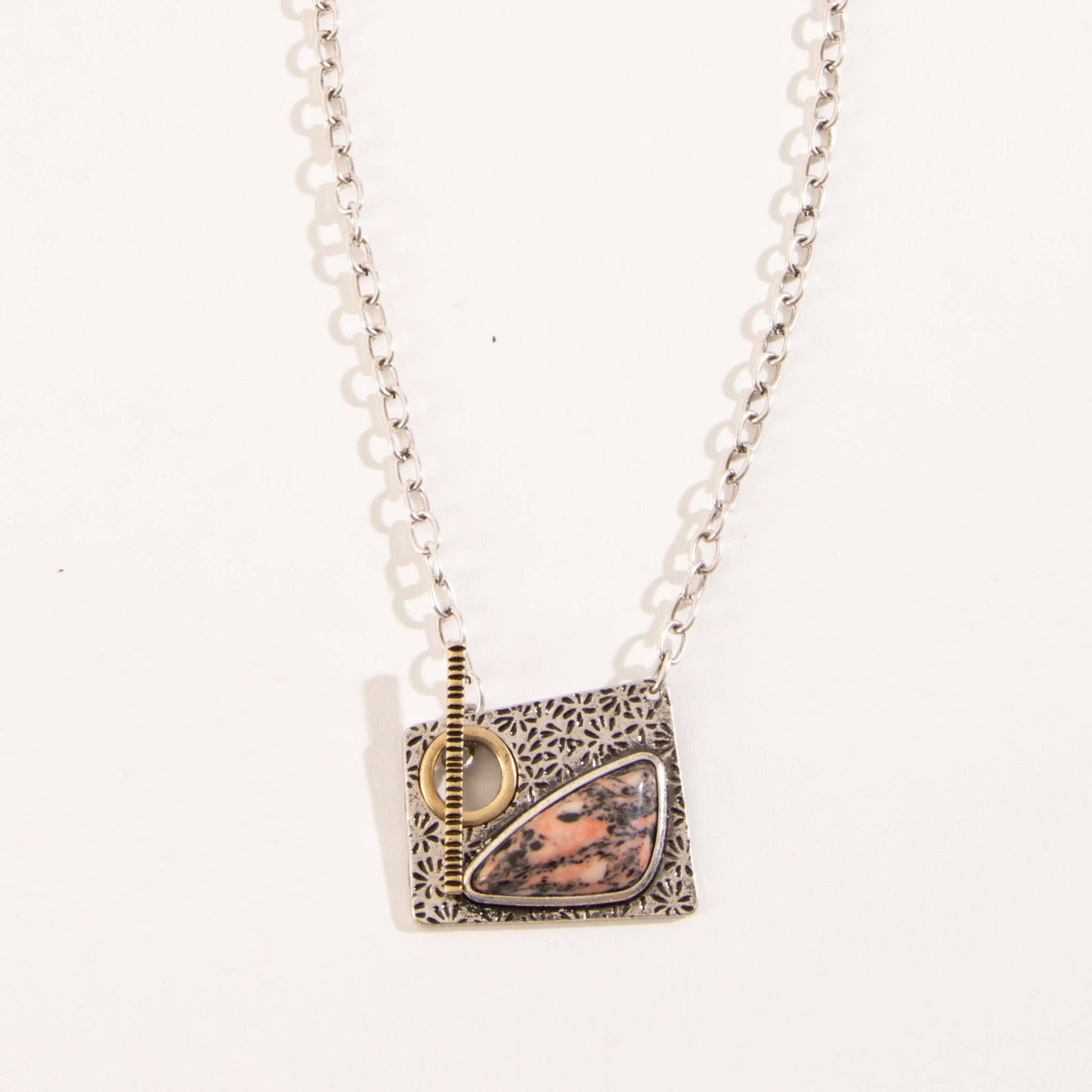 Estee Orange Orthoclase Abstract 18" Toggle Necklace