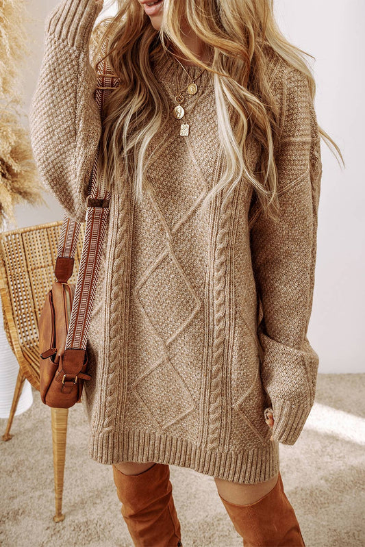 Cable Knit Loose Fit Sweater Dress