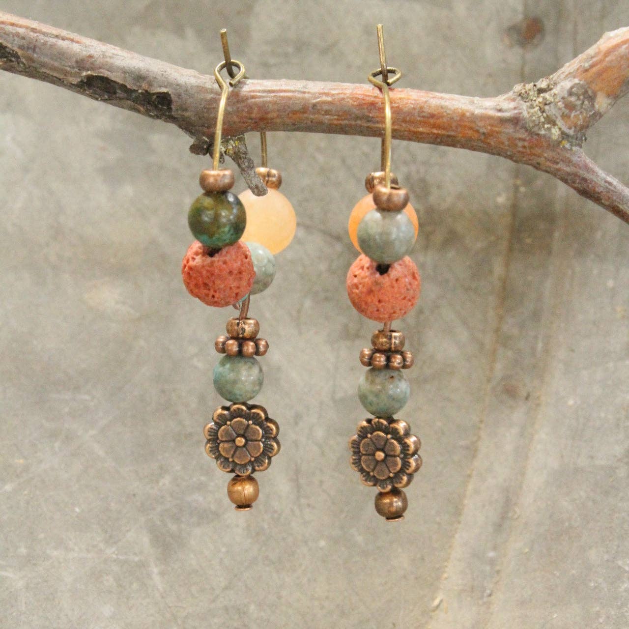 Layered In Beads Coin Earrings
