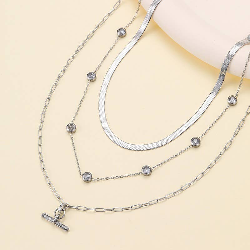 Crystal Triple Layer Necklace