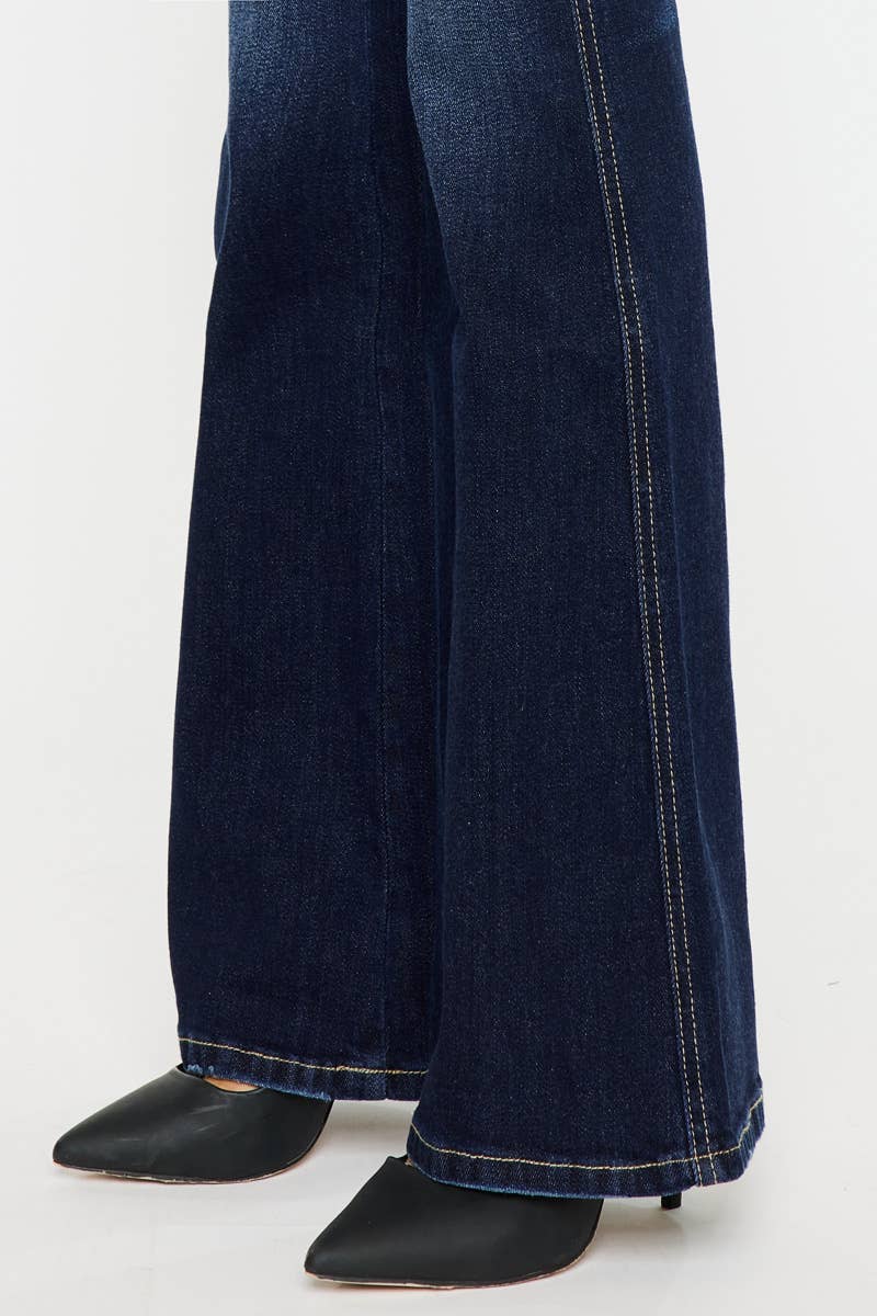 Kan Can High Rise Flared Dark Denim
