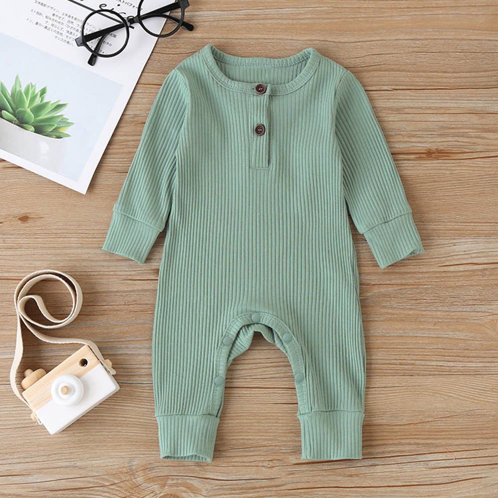 Infant/Toddler Cotton Ribbed Button Up Jumpsuit