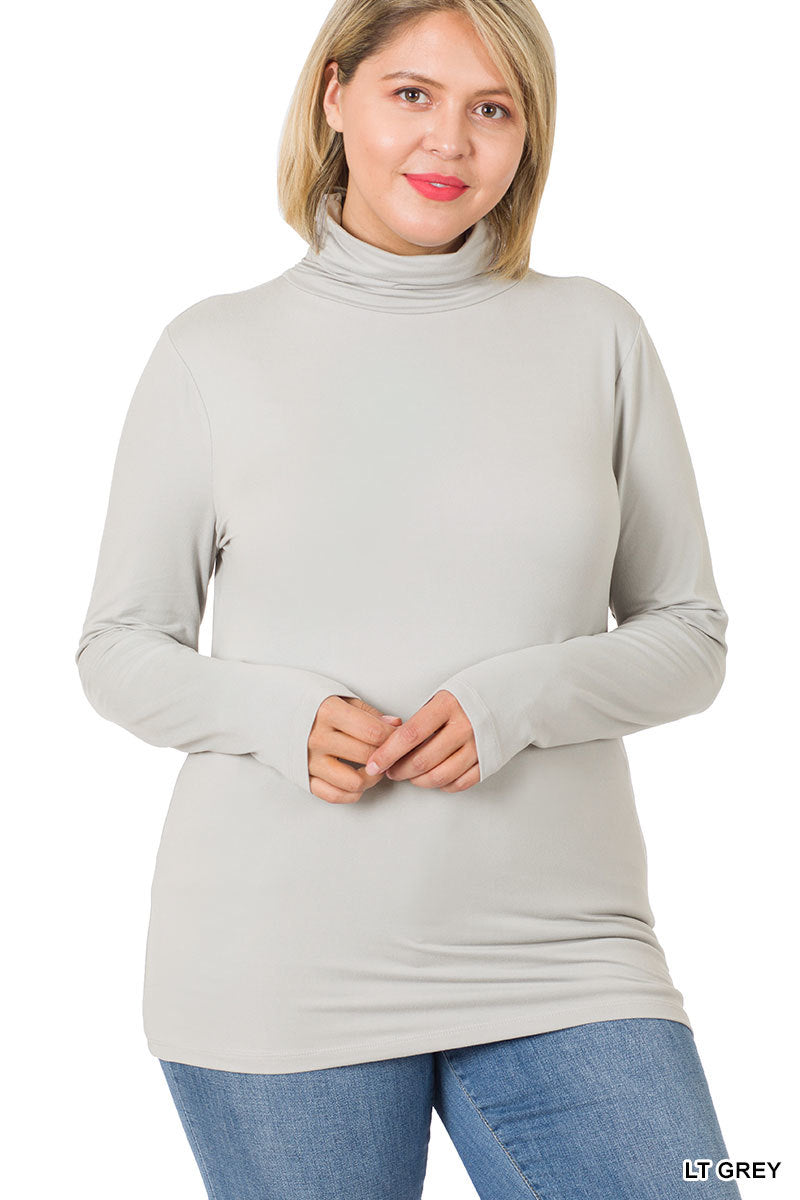 Plus Size Microfiber Mock Turtleneck