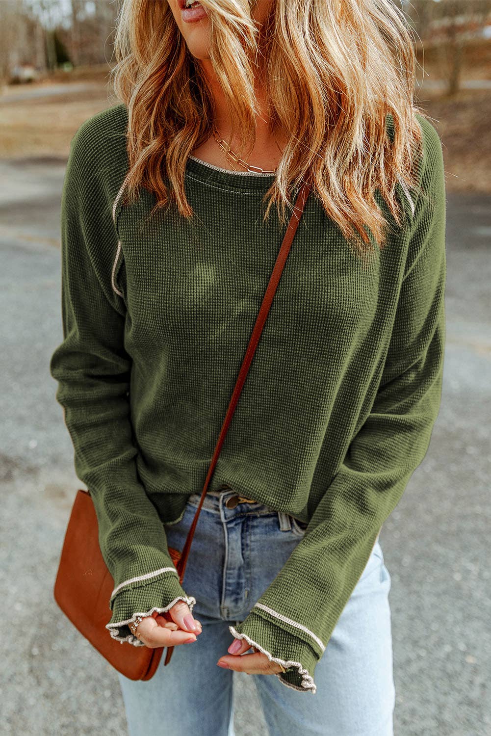 Casual Textured Long Sleeve Top